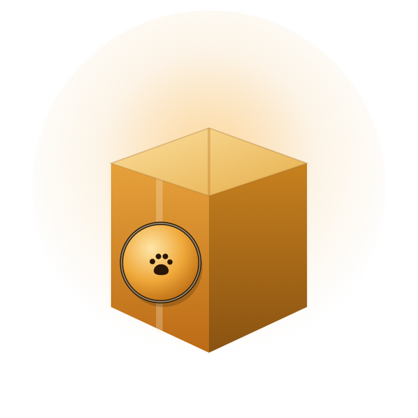 Glow Zoo shipping protection — a sealed parcel with a paw stamp