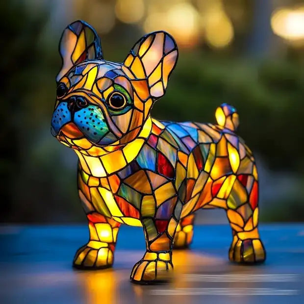 Prismatic french bulldog lamp