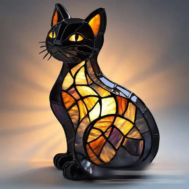 Black prismatic cat lamp